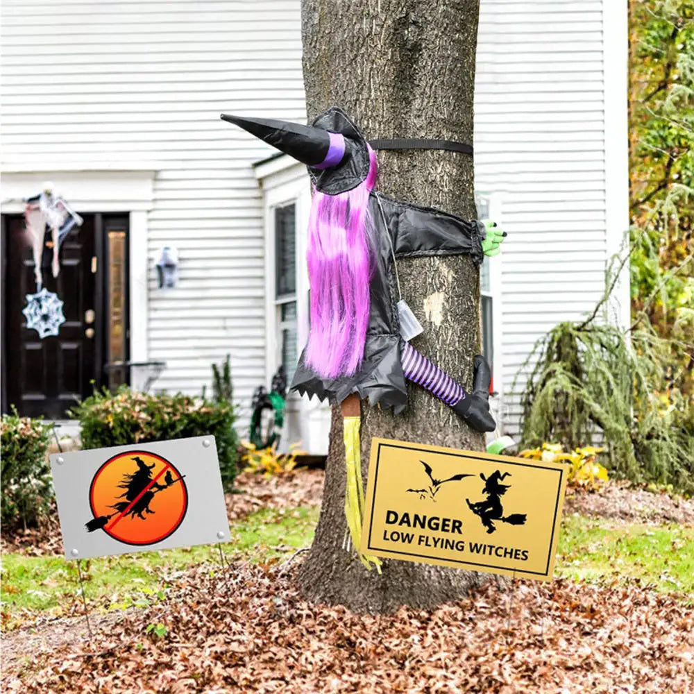 Halloween Flying Witch Tree Decoration - Classic Outdoor Pendant for Yard, Lawn, Patio, and Porch Decor